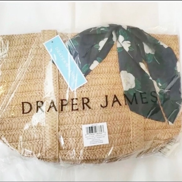 **NWT** Draper James Straw Bag with Floral Scarf - Picture 4 of 5